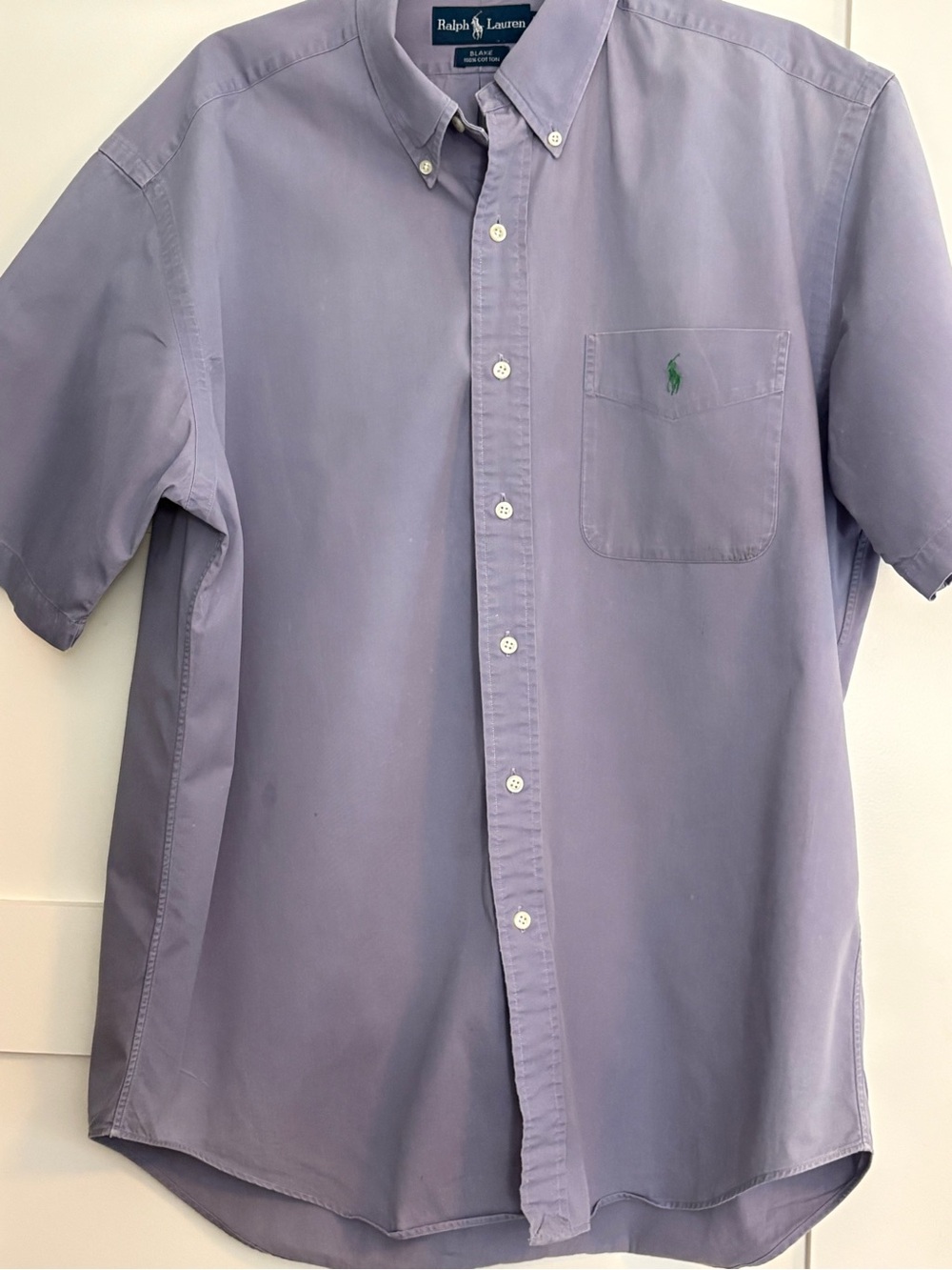 Vtg Polo Ralph Lauren Blake shirt men Lrg purple short sleeve button down cotton